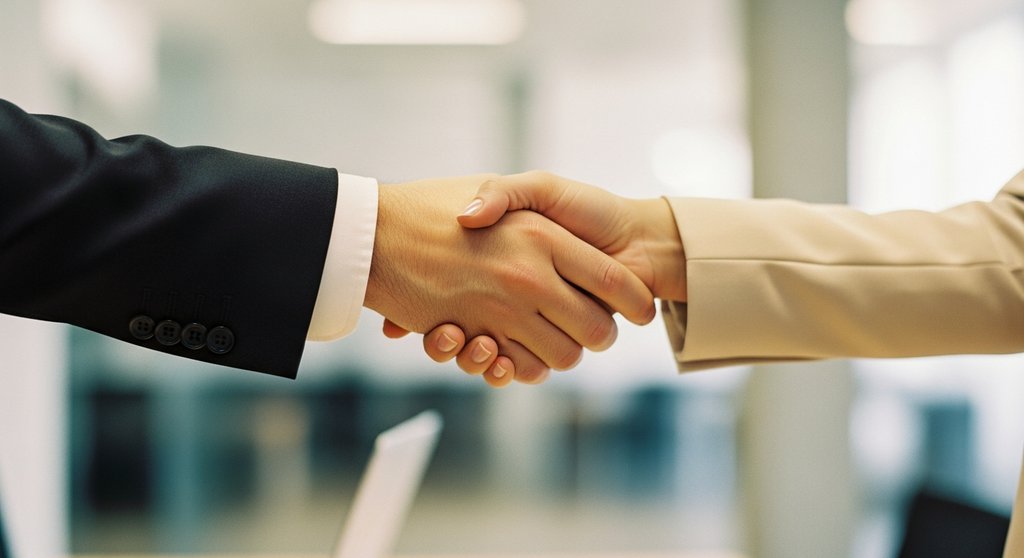 Ein Handschlag symbolisiert den Customer Lifetime Value und eine langfristige Kundenbeziehung.