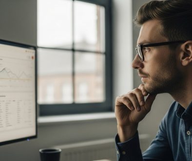 Ein Marketing-Experte analysiert den Cost per Lead (CPL) auf einem Dashboard.