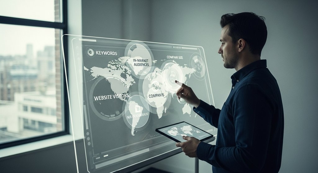 Ein Marketing-Experte nutzt Zielgruppen-Layering in Google Ads für B2B-Targeting.