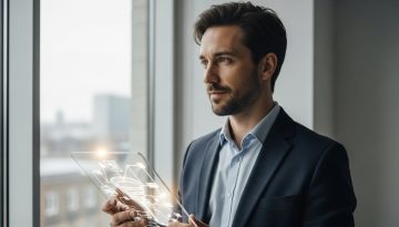 Ein Marketing-Stratege plant die B2B Leadgenerierung anhand einer visuellen Darstellung des Vertriebsfunnels.