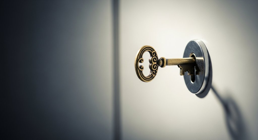 Ein Schlüssel, der eine profitable Nische symbolisiert, passt perfekt in ein Schloss.