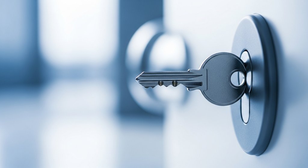 Ein Schlüssel, der perfekt in ein Schloss passt, symbolisiert die Klärung von Fragen auf einer SaaS Pricing Page.