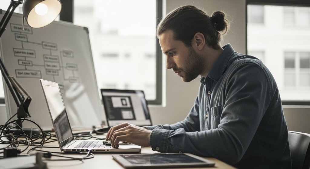 Freelancer investiert anfängliche Arbeit in den Aufbau einer passiven Einnahmequelle.