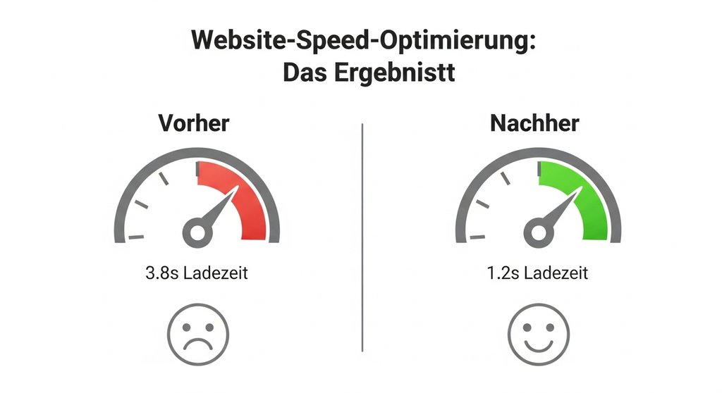Infografik, die den Erfolg einer Website-Speed-Optimierung als Productized Service zeigt.