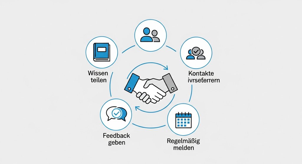 Infografik zu den Prinzipien der Netzwerkpflege für Freelancer.