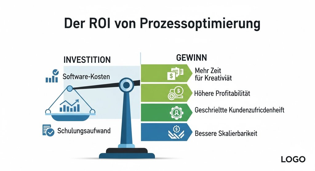 Infografik zum Return on Investment von optimierten Agentur Prozessen.