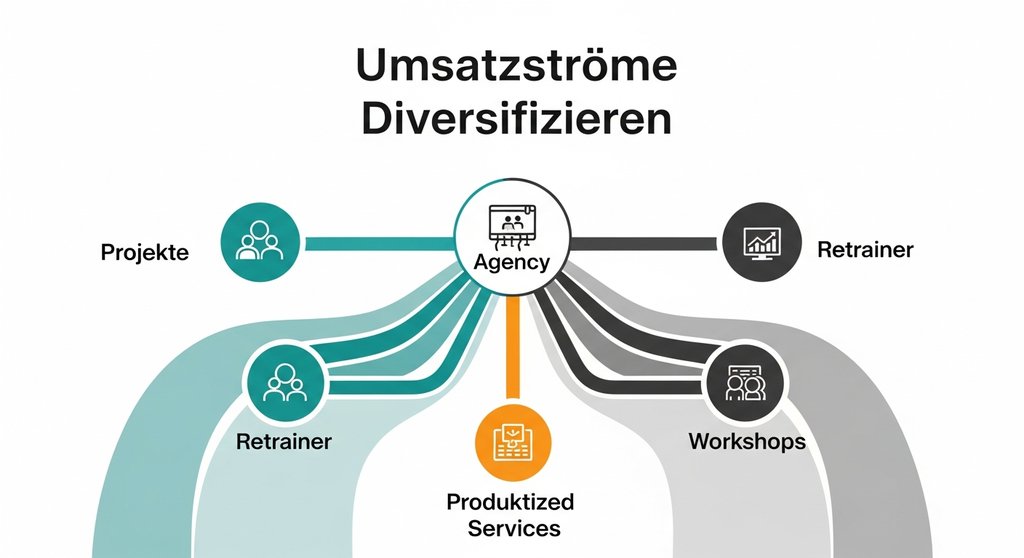 Infografik zur Diversifizierung der Einnahmequellen für eine Agentur.